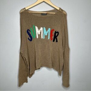 Wooden Ships Summer Beach V-Neck Open Knit Sweater Cotton Coastal L/XLarge